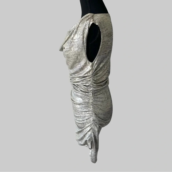 Joseph Ribkoff Light Gold Sleeveless Tunic with Ruching Style Made in Canada - Picture 4 of 15